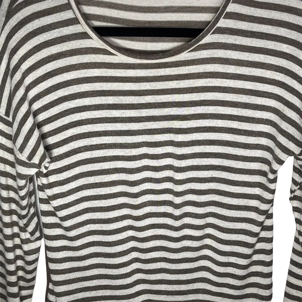 Potter’s Pot Striped Long Sleeve Shirt Suede Zip Back Small - Picture 4 of 7